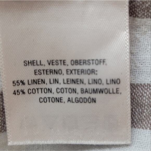 Anthropologie oasis striped linen pants cream tan cropped Size 6 - Picture 8 of 11